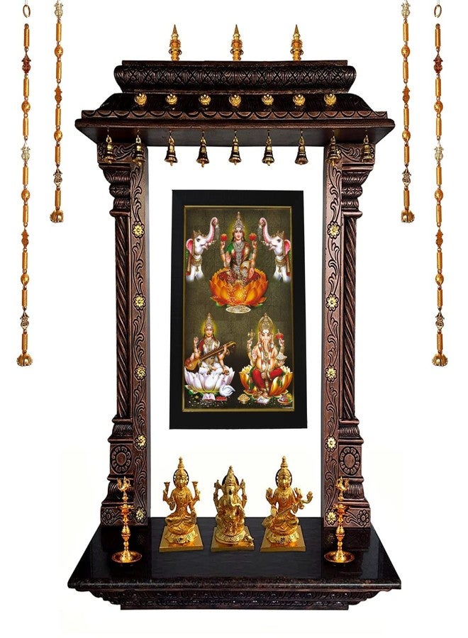 101Temples - Divinity Eternity Spirituality Wooden Lakshmi Ganesha Saraswati Hindu God Finish Photo Frame with Wall Hook for Pooja Room (10 x 13) - Image 2